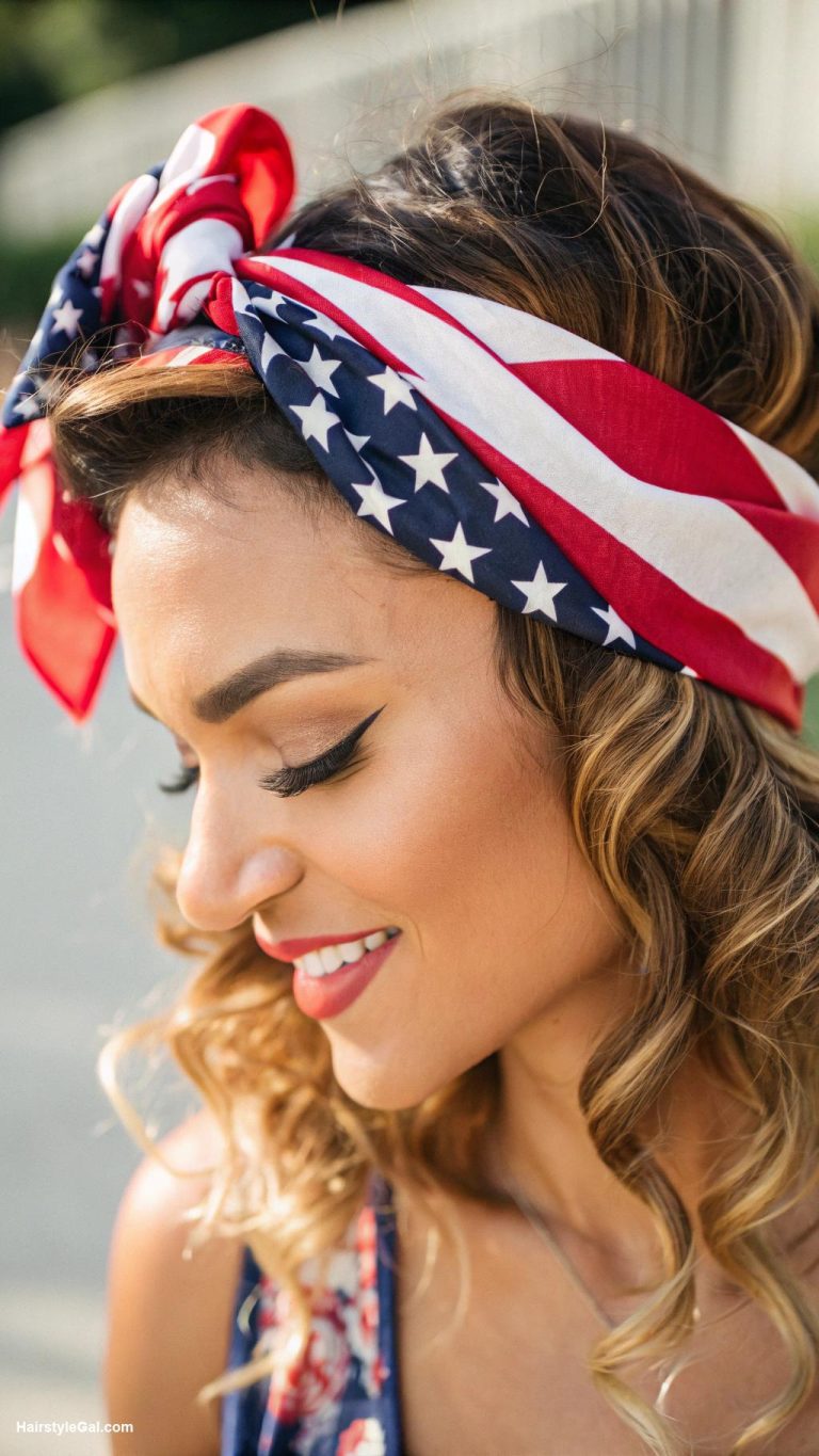 4th of july hairstyles American flag bandana