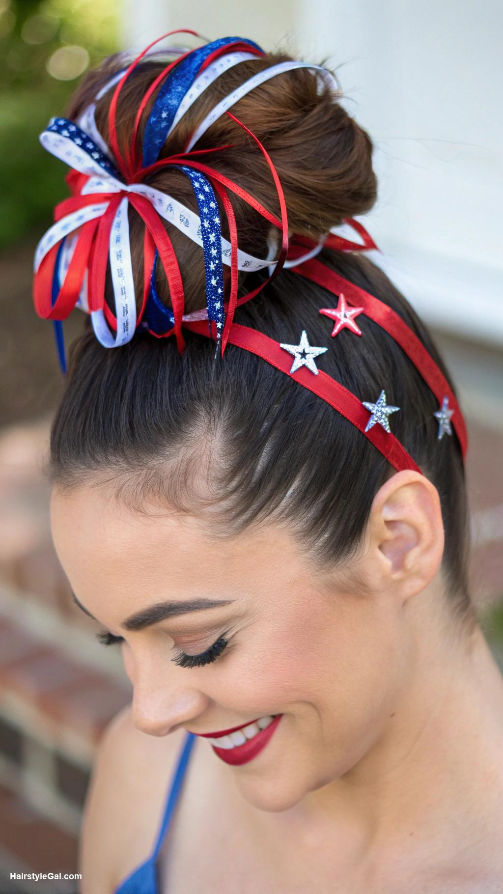 4th of july hairstyles Fireworks bun hairstyle