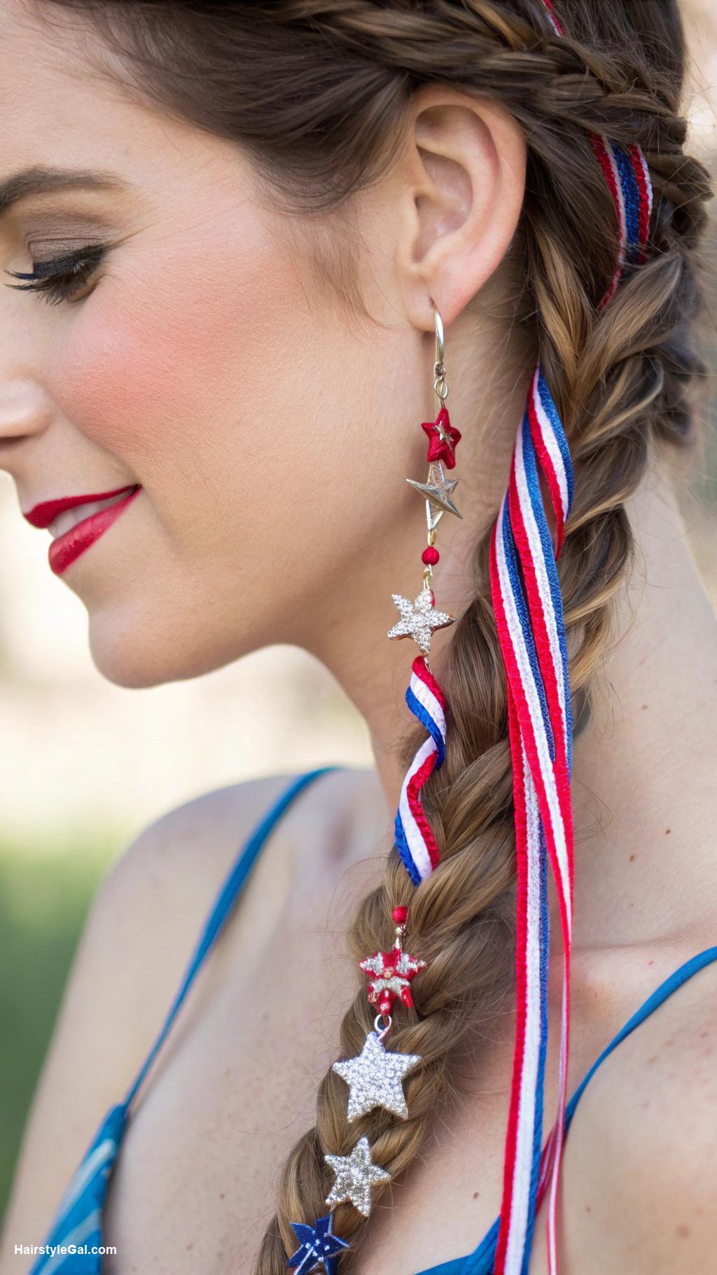 4th of july hairstyles Fishtail braid with charms
