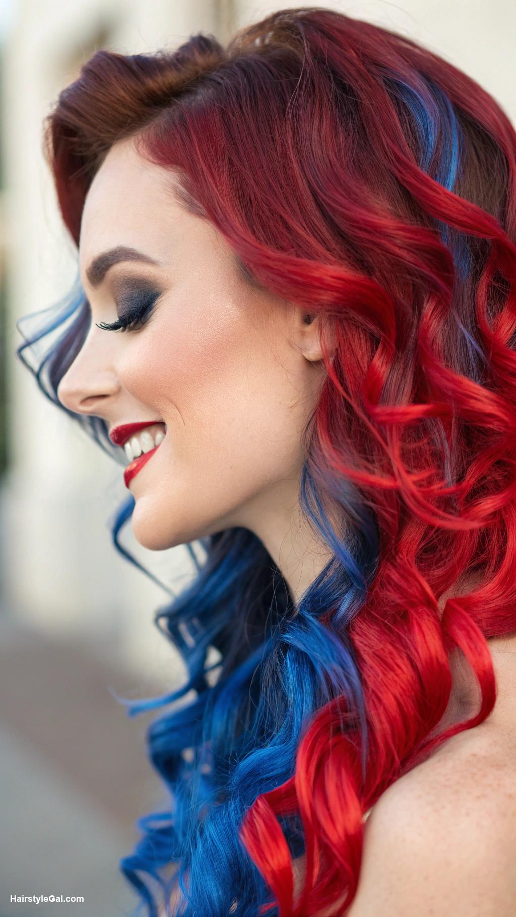 4th of july hairstyles Red waves with blue tips