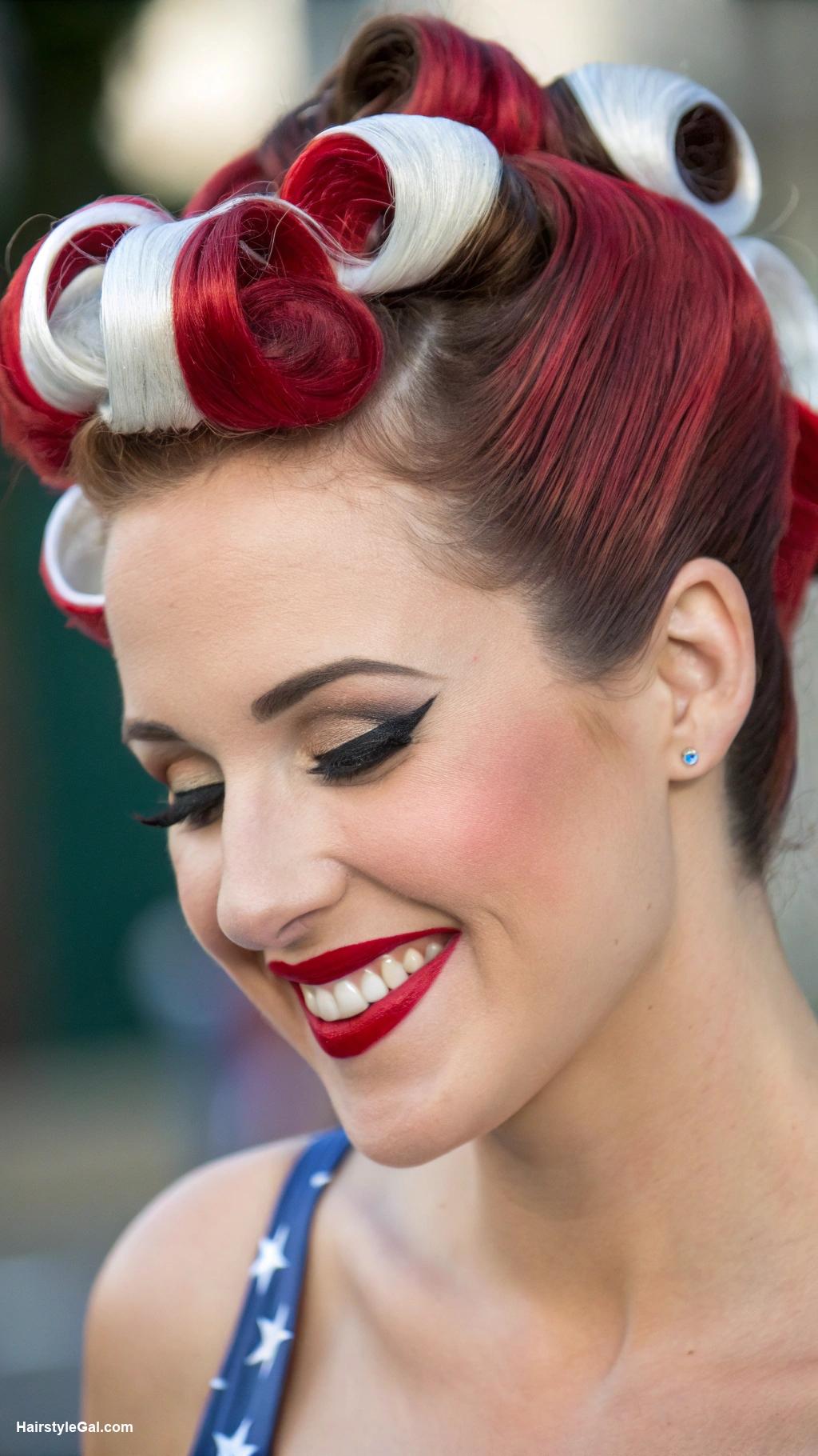4th of july hairstyles Retro pinup victory rolls