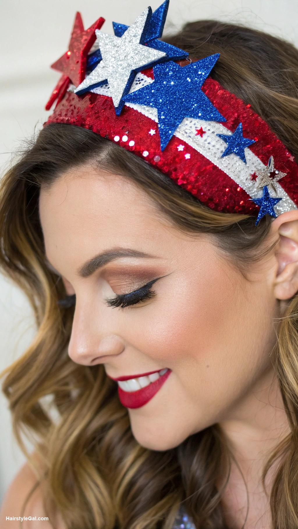 4th of july hairstyles Sparkling headband style