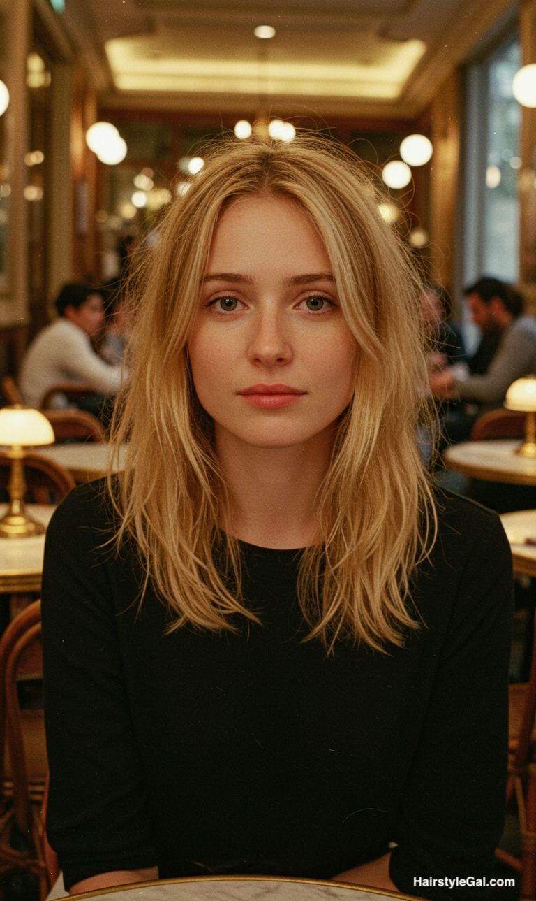 Hairstyles for thin hair medium length blonde haircut woman with thin, straight hair, shoudler length