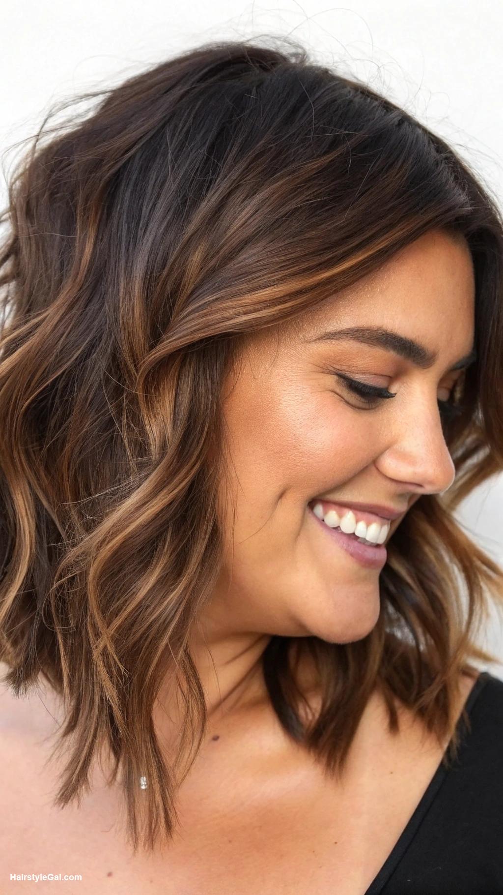 chubby face haircuts A Line Lob with Hidden Undercut