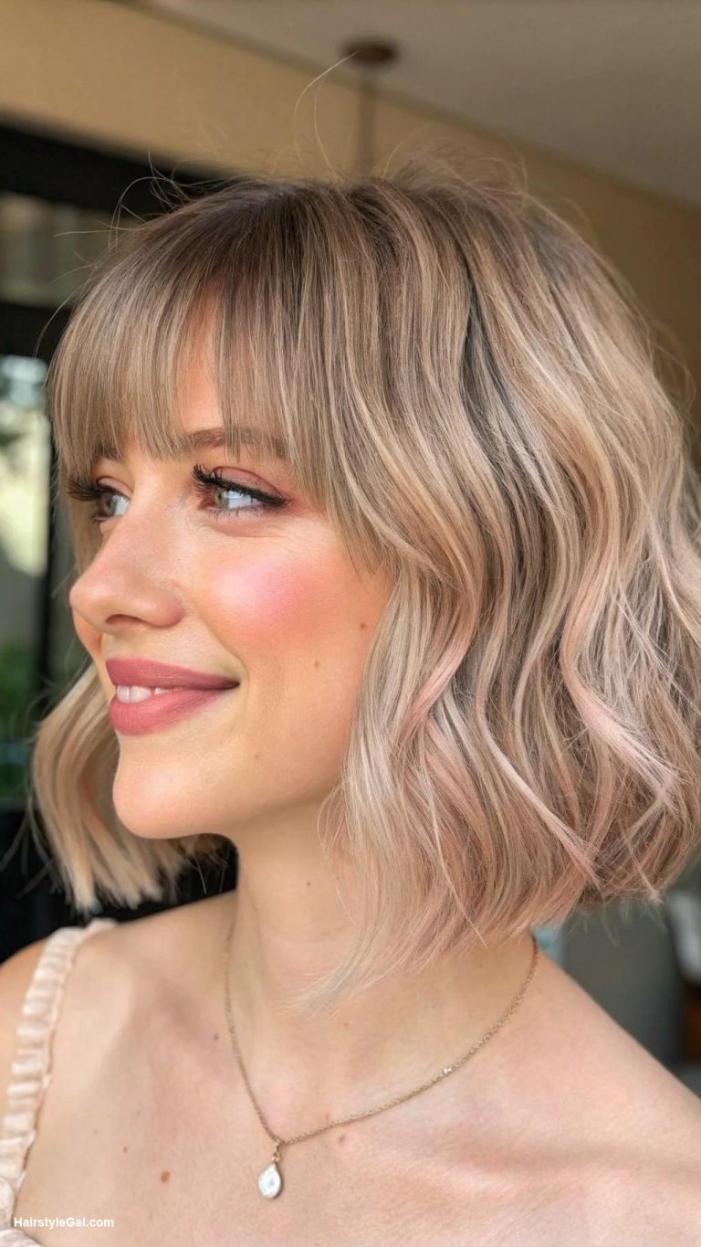 chubby face haircuts Chin Length Bob with Wispy Bangs