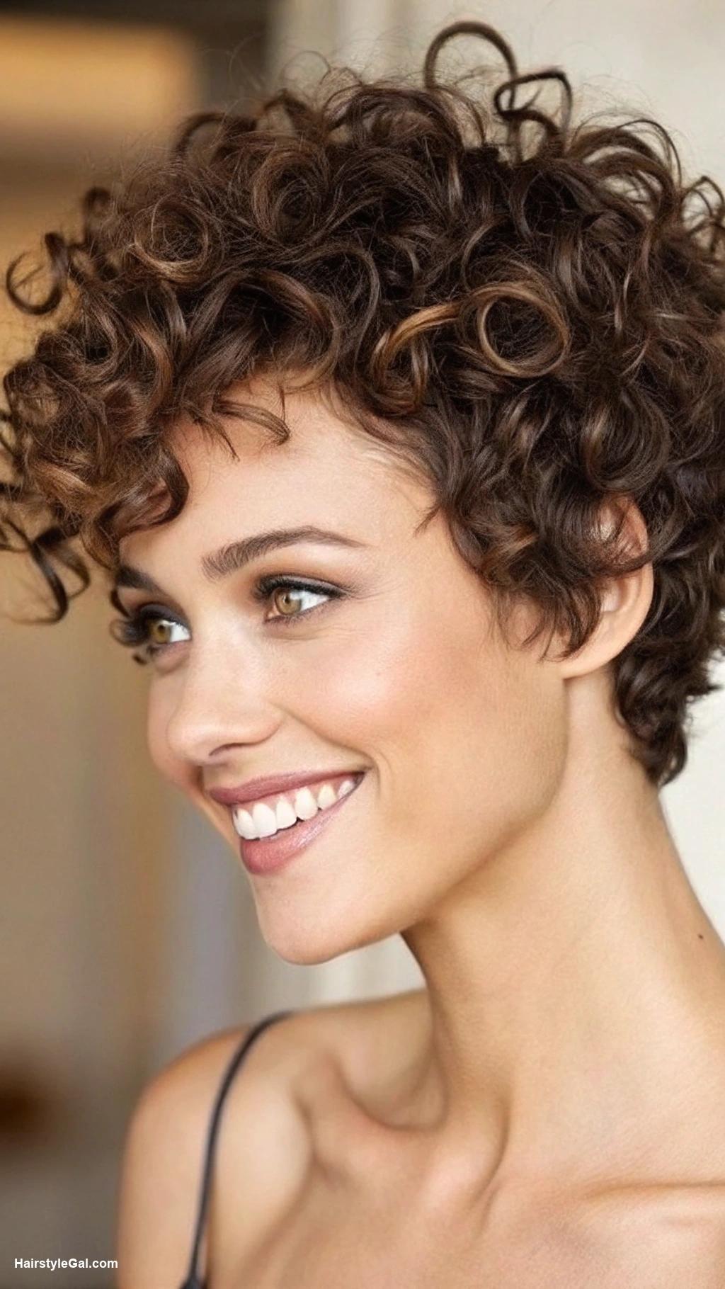 curly haircuts Asymmetrical curly pixie cut