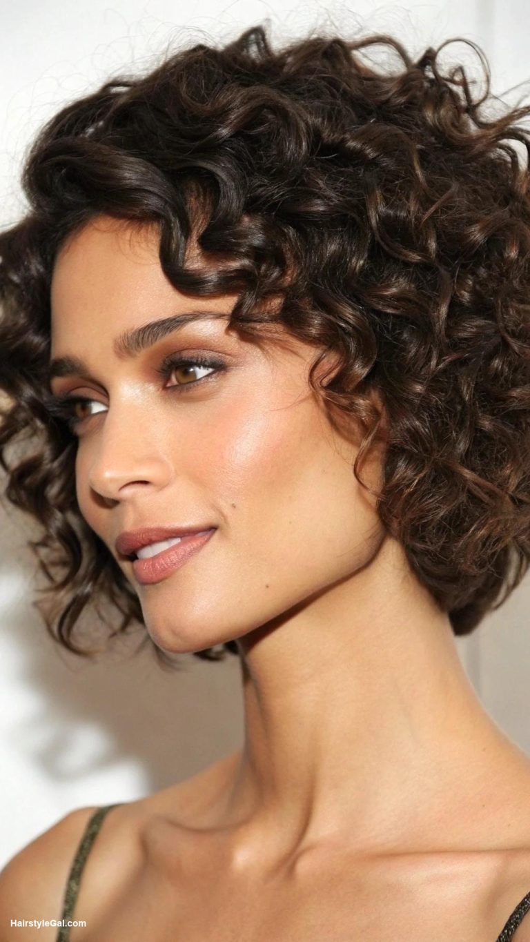 curly haircuts Curly bob with side part