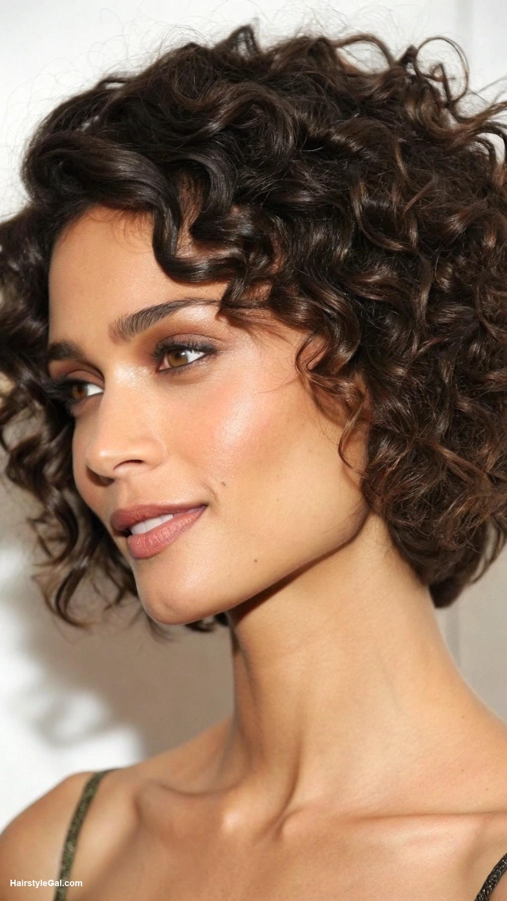 curly haircuts Curly bob with side part