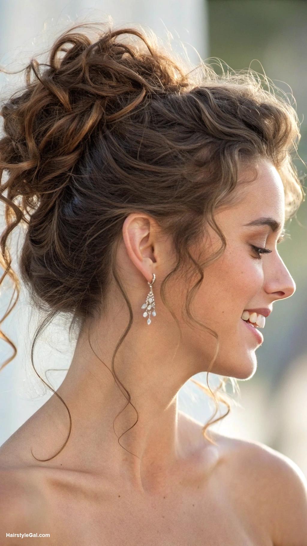 curly haircuts Messy low bun with curls