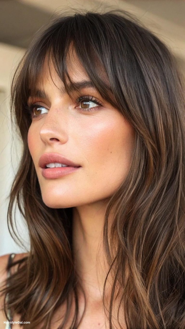 curtain bangs Choppy curtain bangs for a textured runway ready look