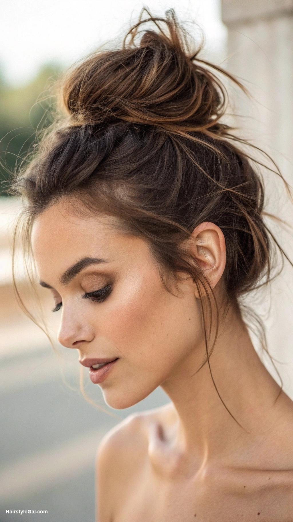 hairstyles for thin hair Messy Bun with Volume Tease the crown section slightly before gathering into a messy bun for added height 1