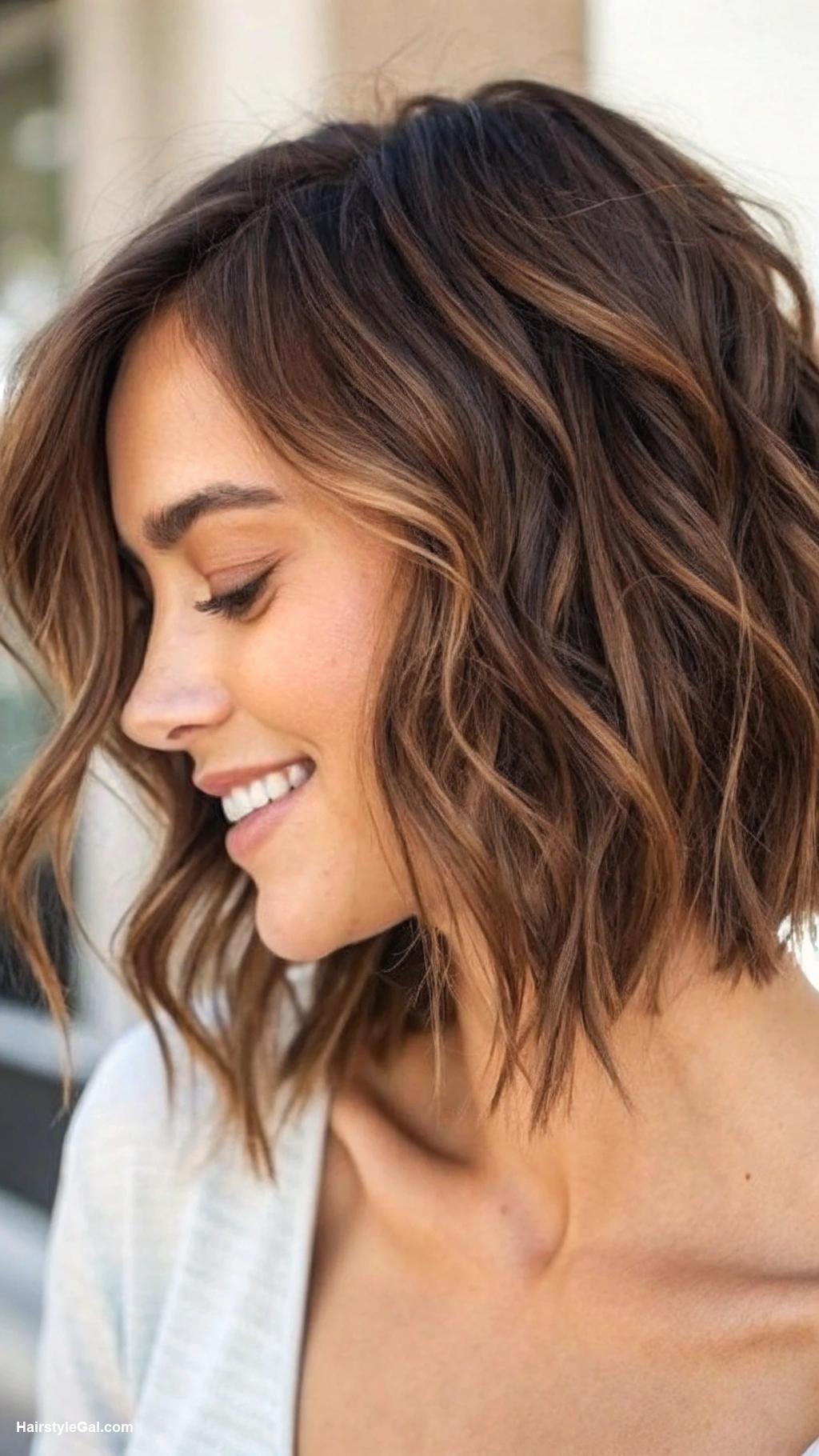 hairstyles for thin hair Textured Bob with Loose Waves