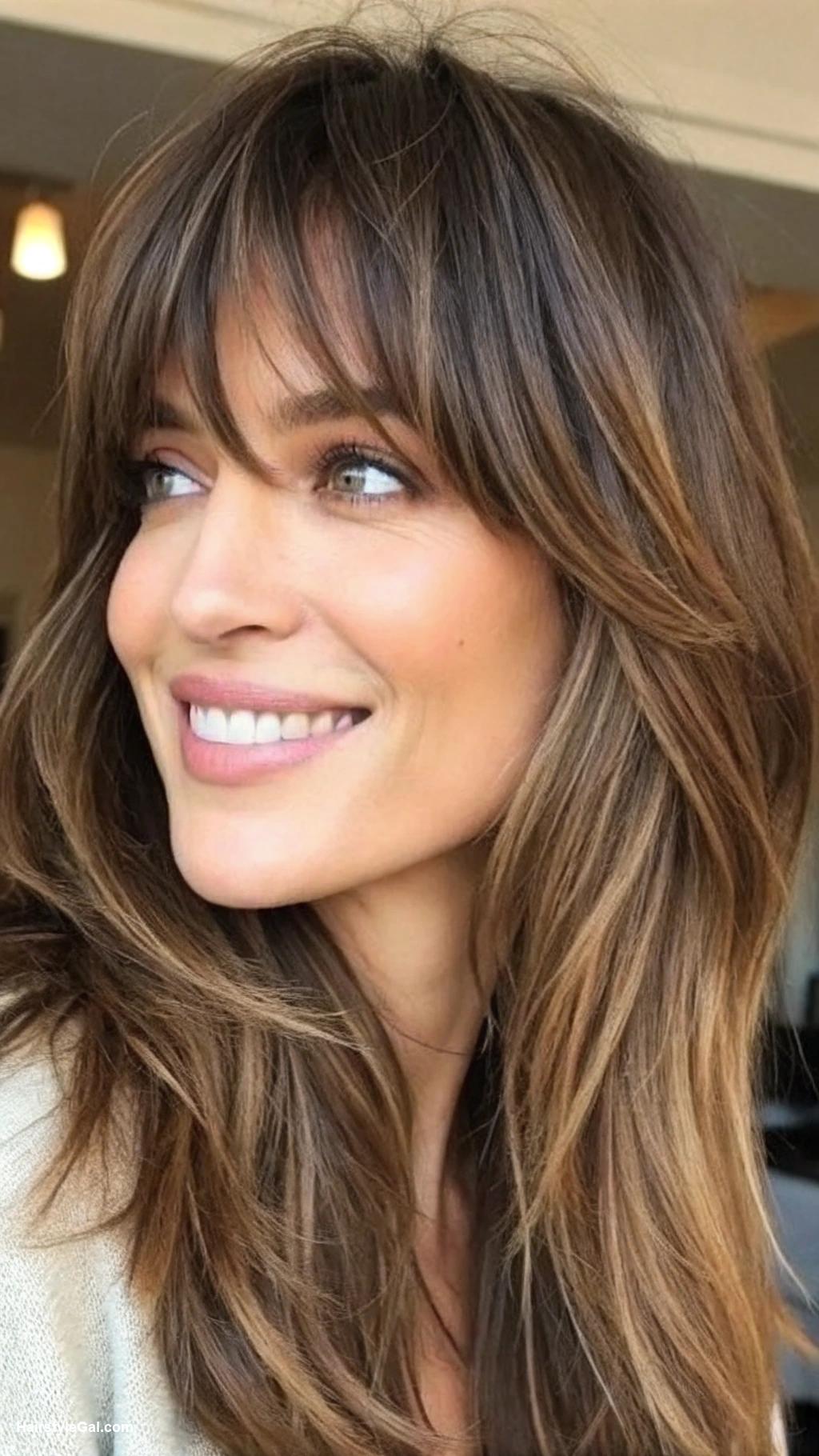 layered haircuts Feathered Layers with Face Framing Bangs