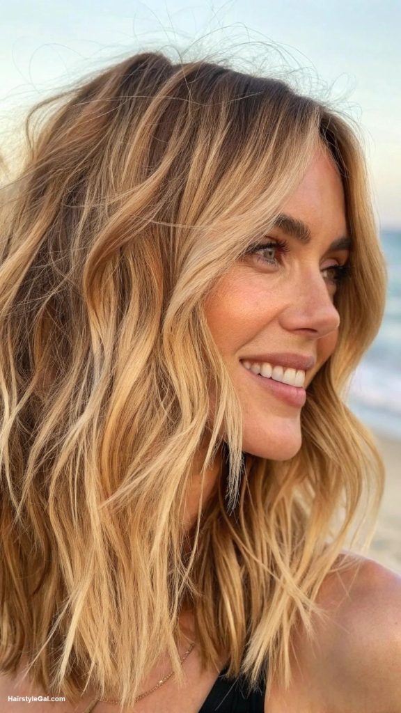 layered haircuts Layered Lob with Beachy Texture