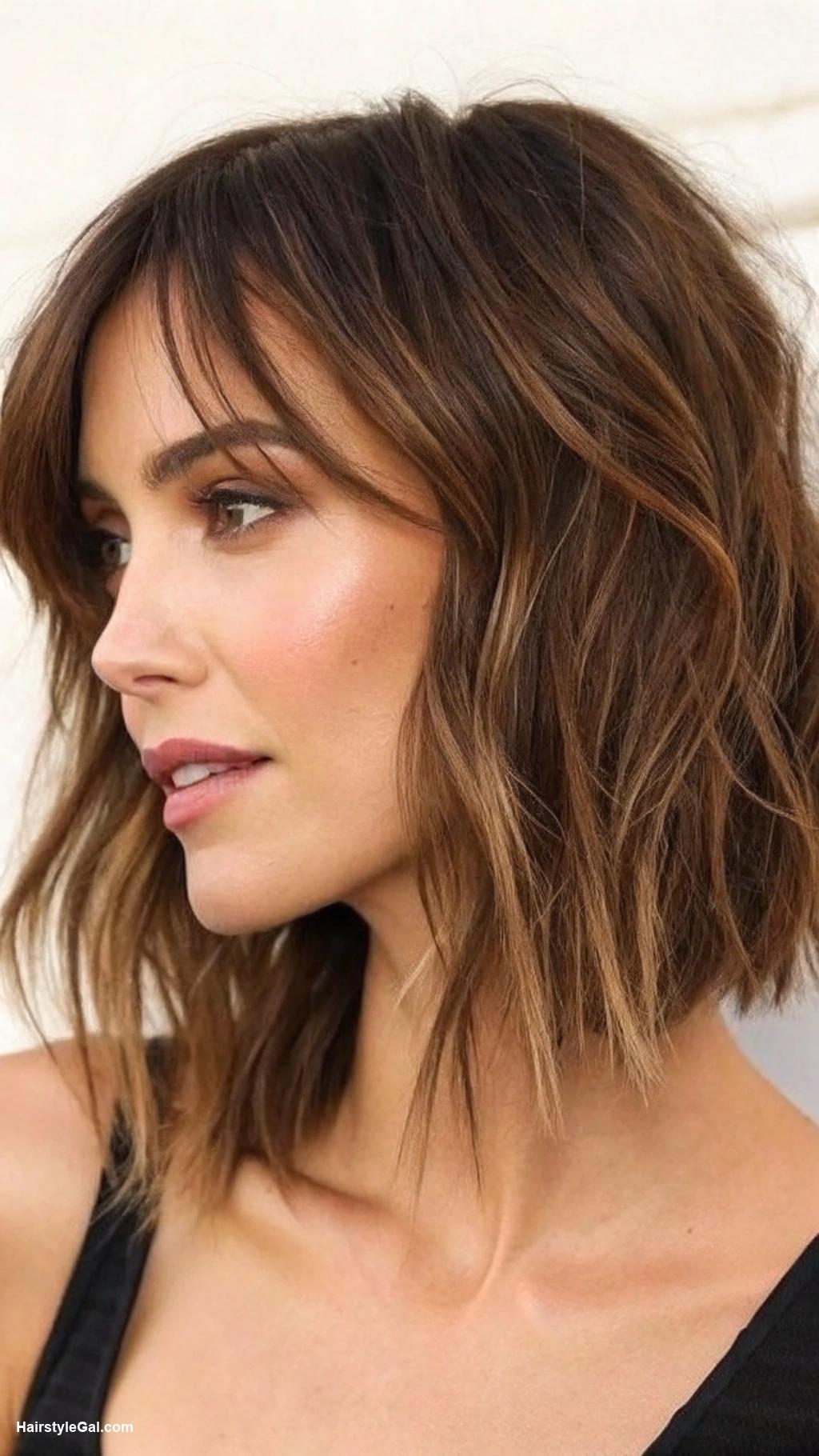 medium length haircut Messy bob with choppy ends
