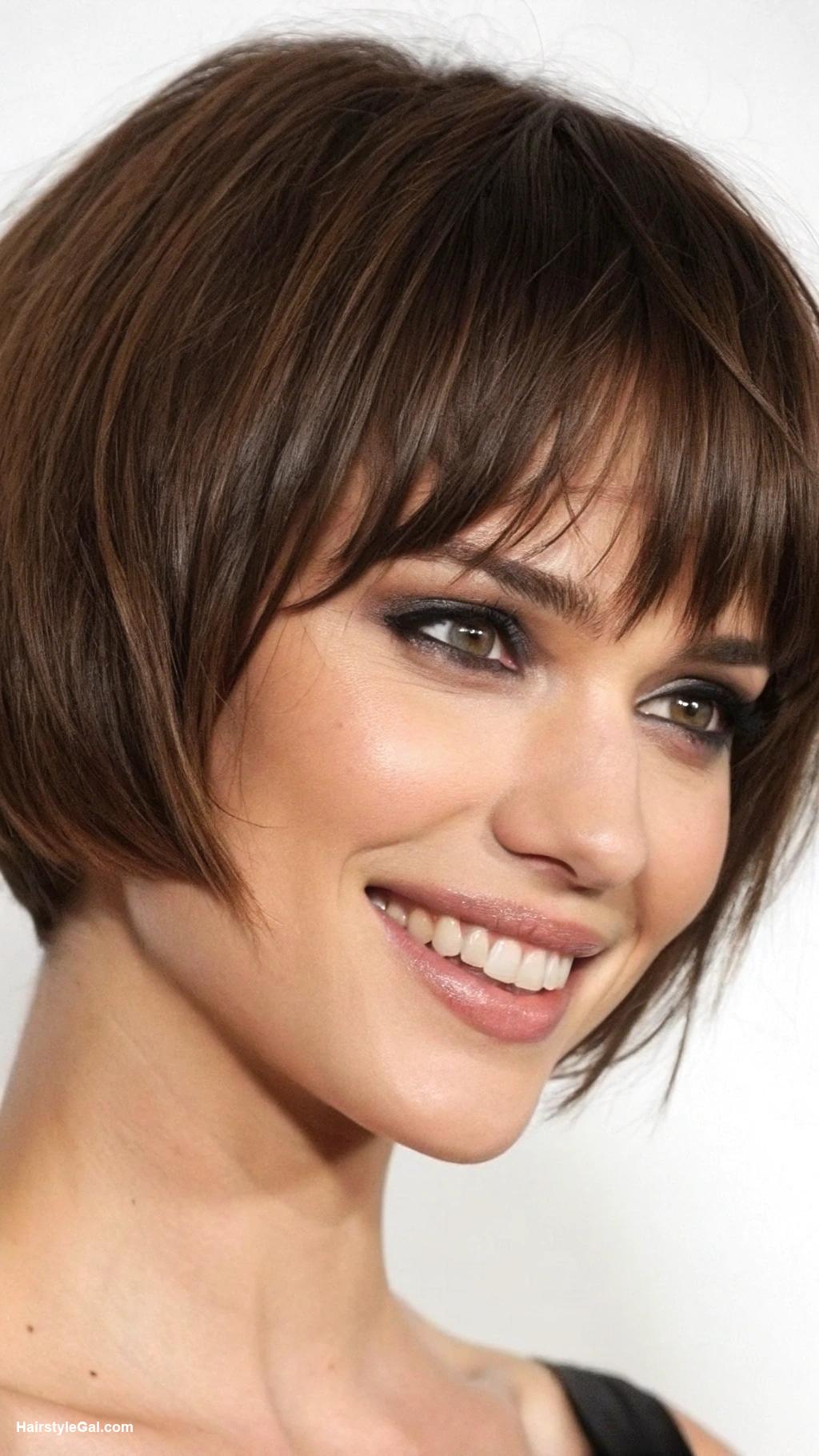 pixie haircuts Pixie Bob Hybrid with Blunt Bangs