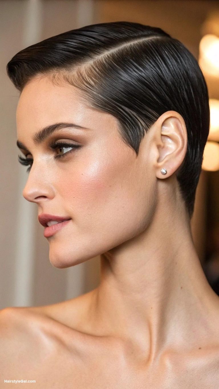 pixie haircuts Sleek and Smooth Pixie with a Side Part