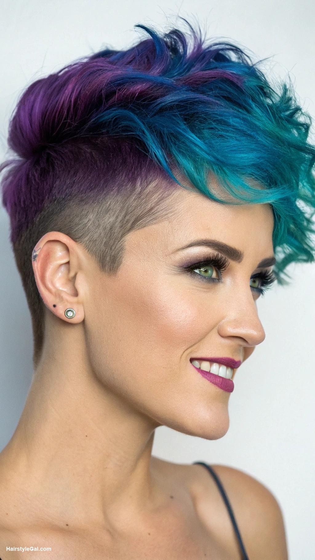 pixie haircuts Undercut Pixie with Bold Hair Color