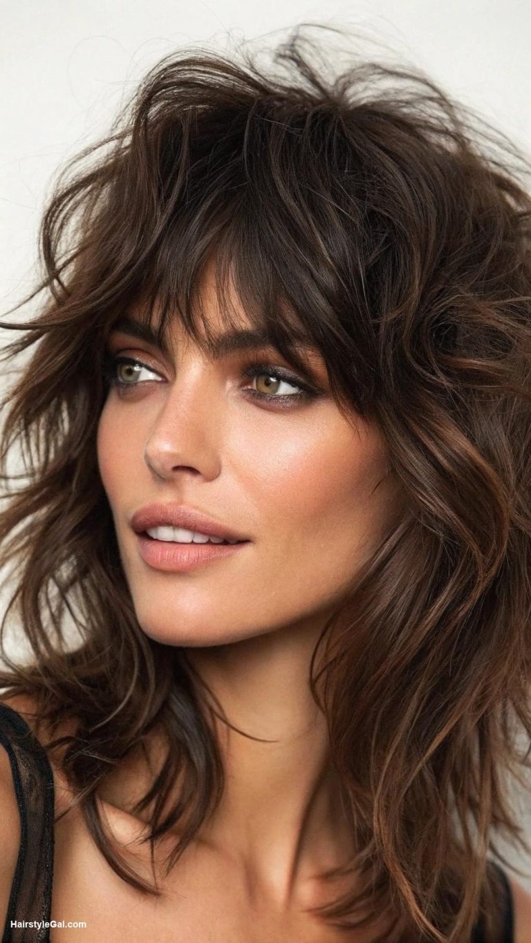 short shaggy hair Voluminous Shag with Bangs