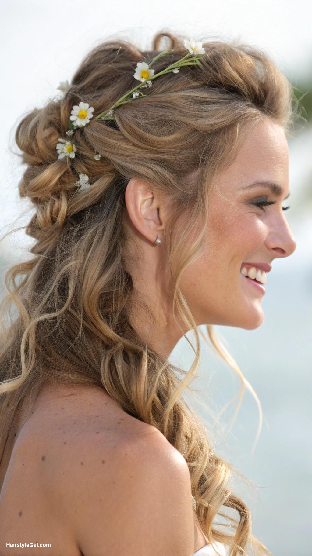 summer hair ideas Half up half down with loose curls