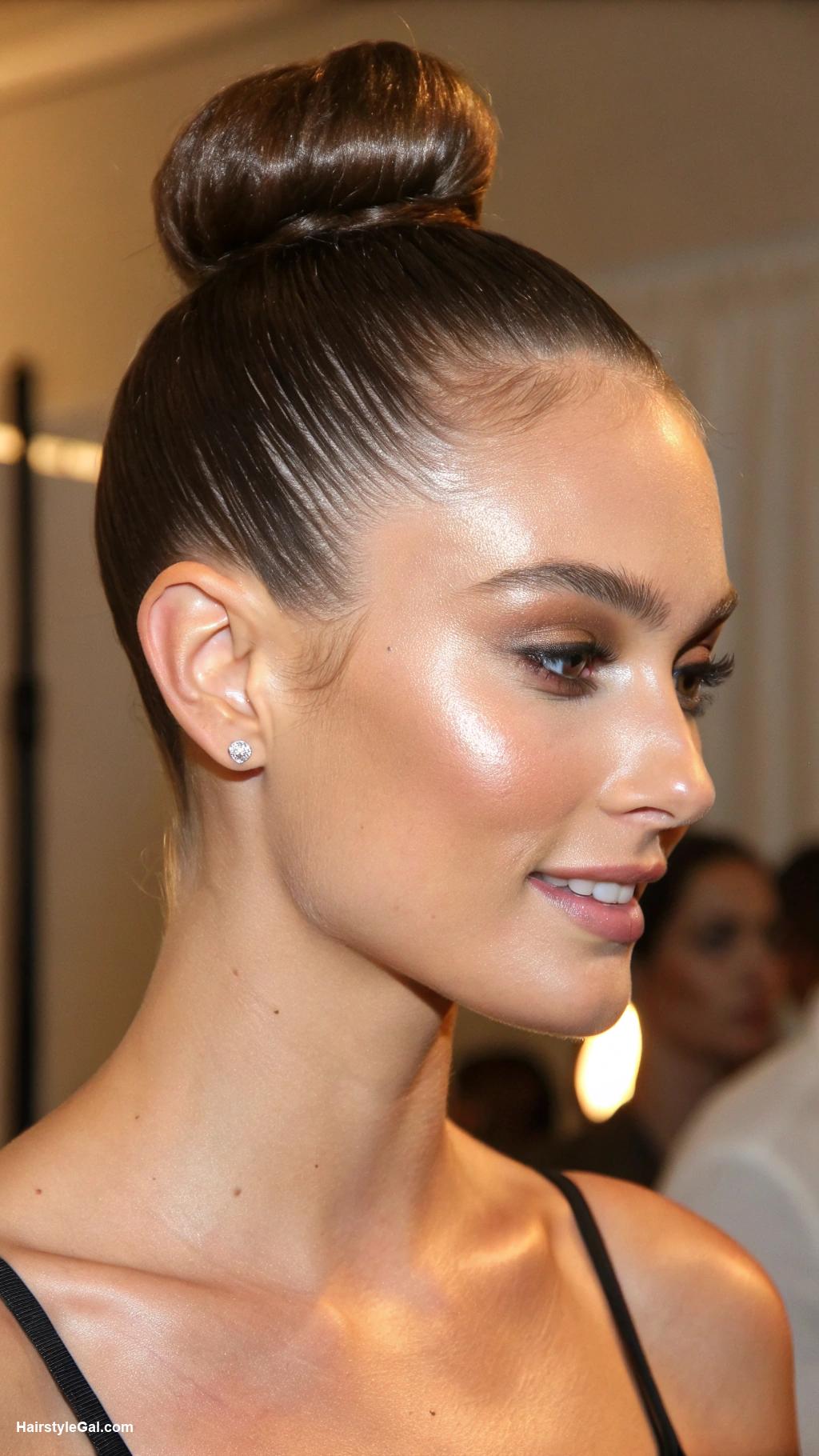 summer hair ideas Top knot with a sleek finish