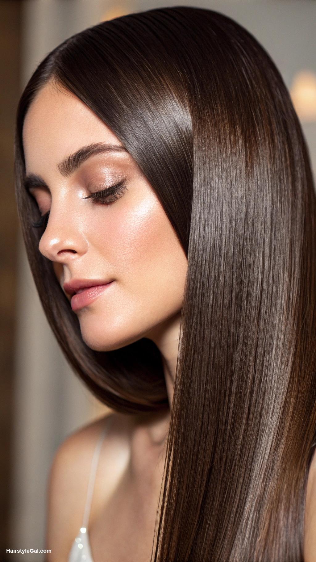 thick hairstyles Thick straight hair with shine