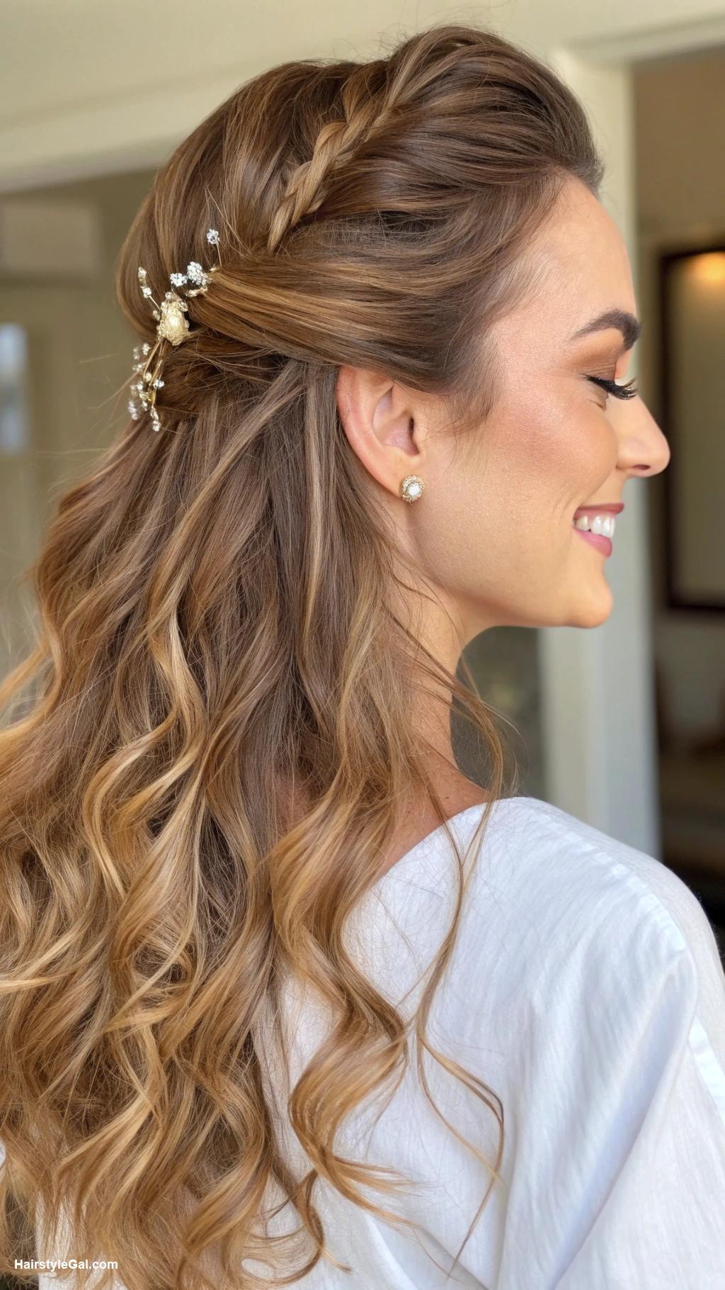 wavy hairstyles Half up half down wavy style