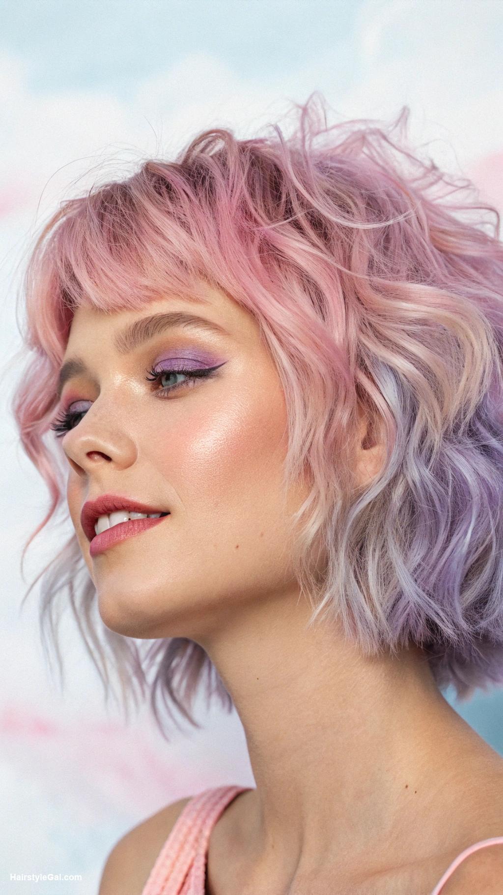 wolf cut Pastel Faded Wolf Cut for a Playful Aesthetic