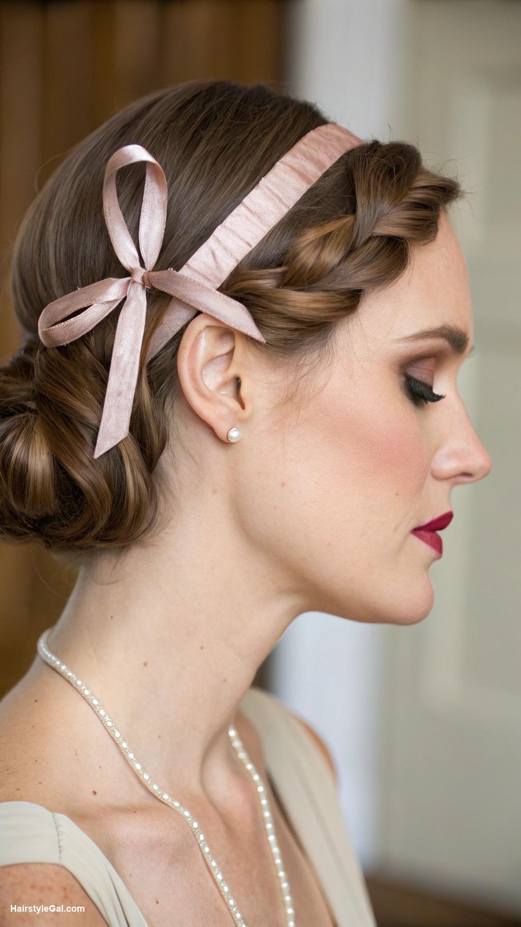 1920s hairstyles Chignon with Ribbon