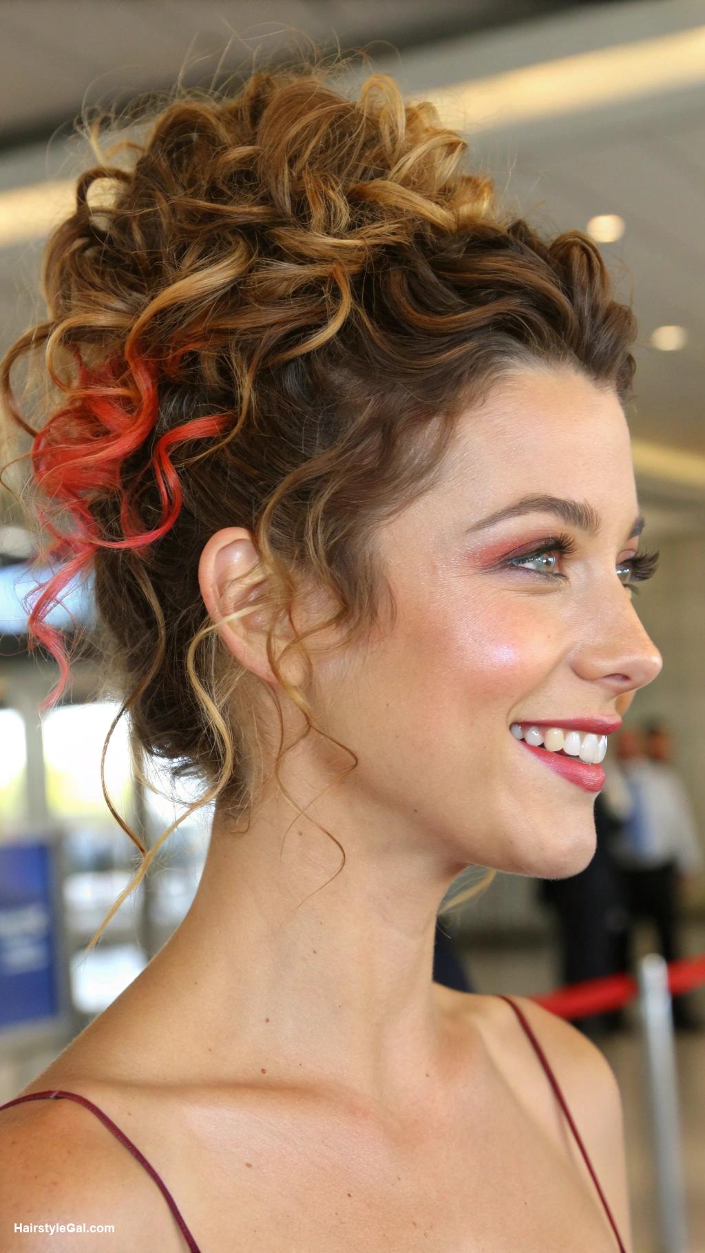 airport hairstyles Bouncy curls in a casual updo