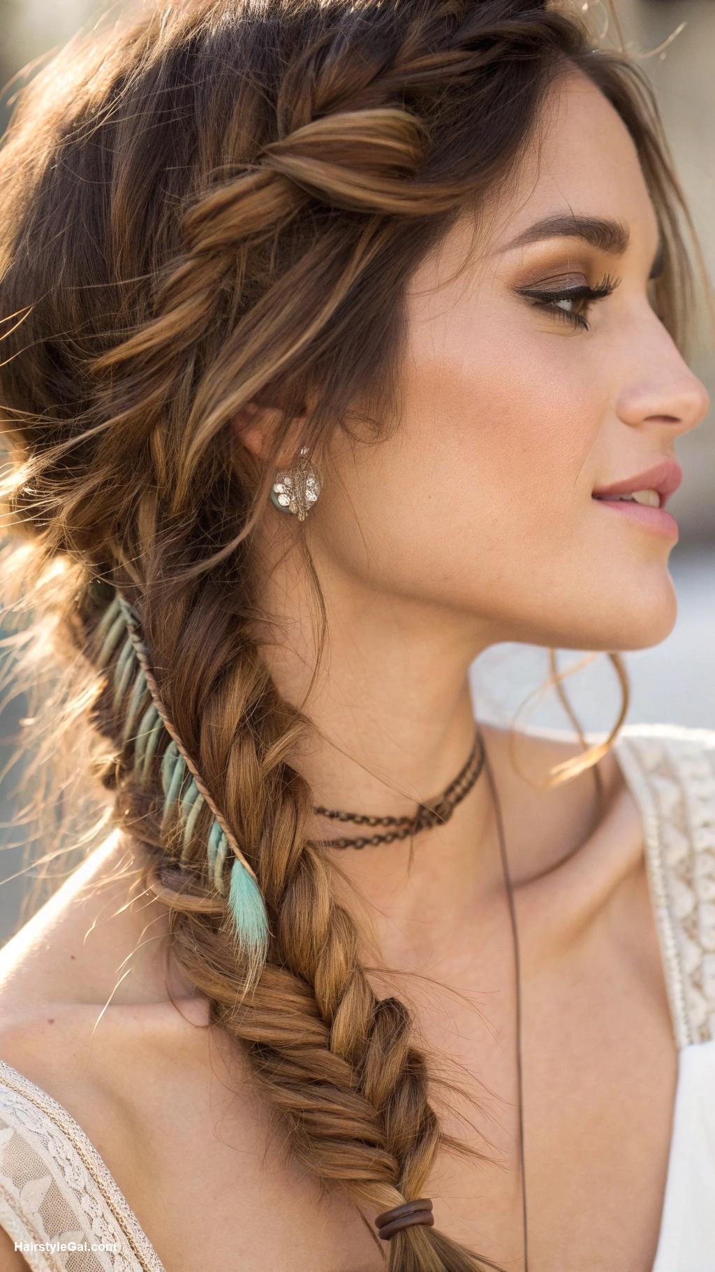 airport hairstyles Fishtail braid for boho vibe