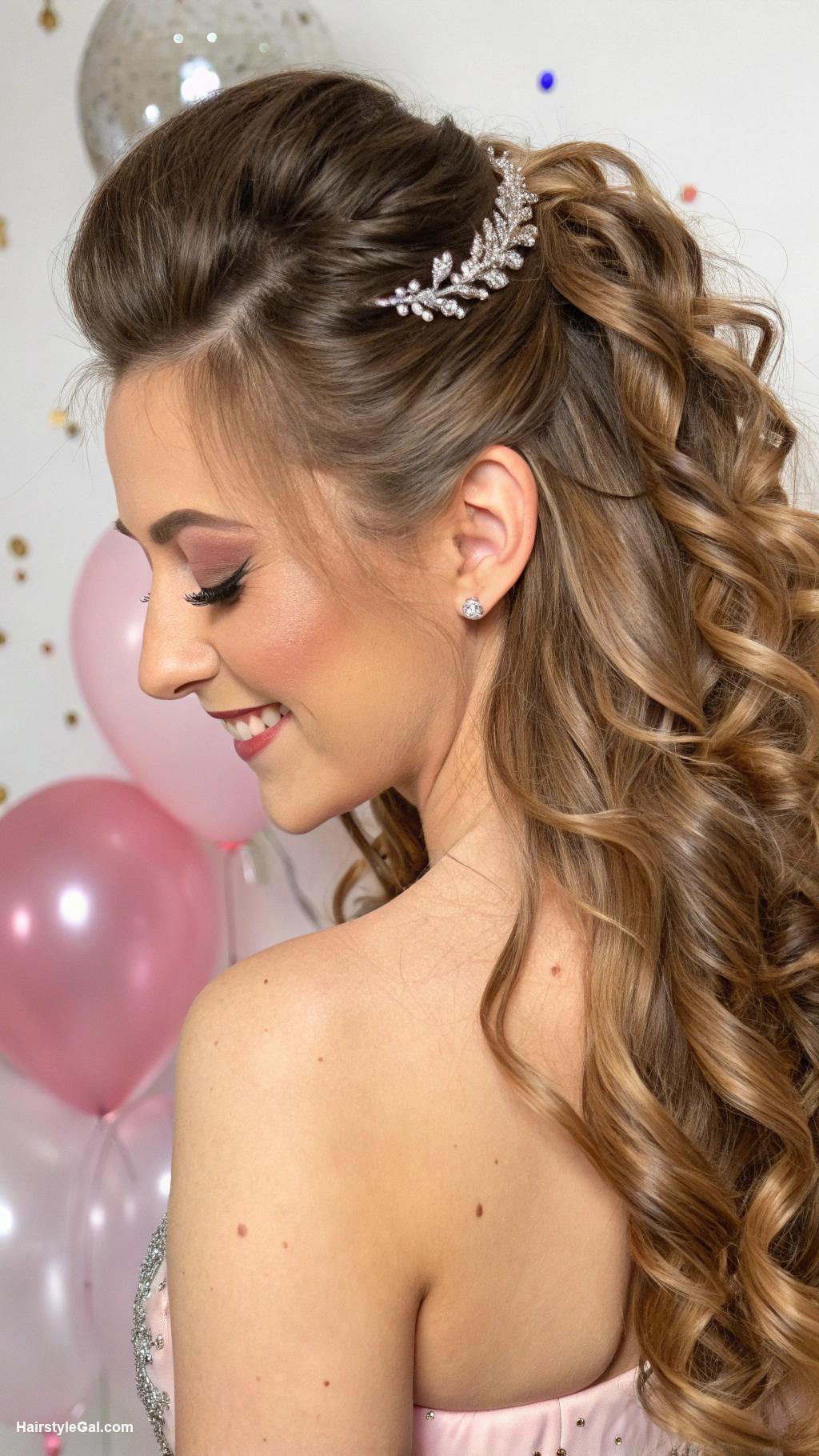birthday party hairstyles Half up half down curls