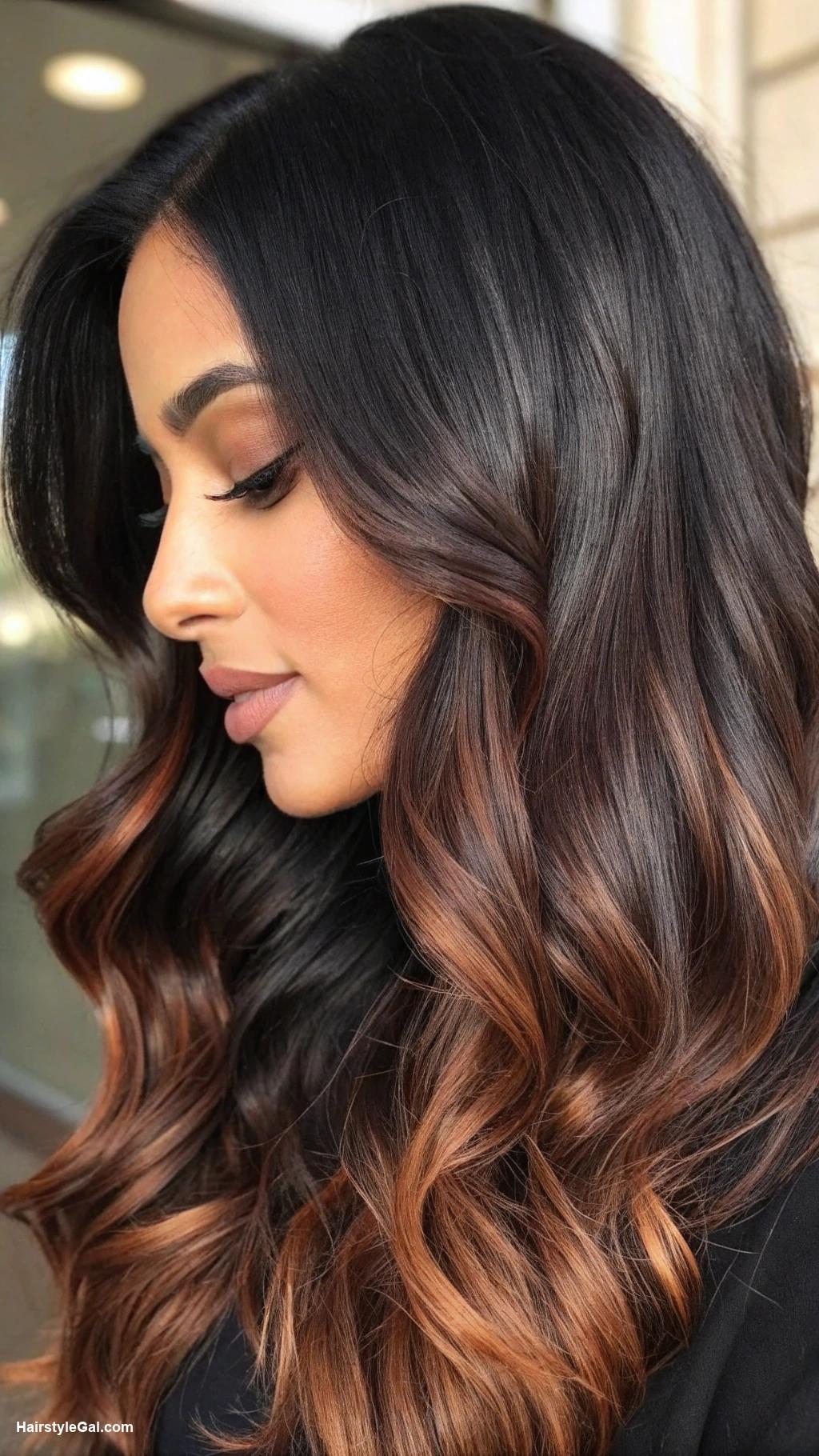 black hair shades Chocolate Brown Dip Dye