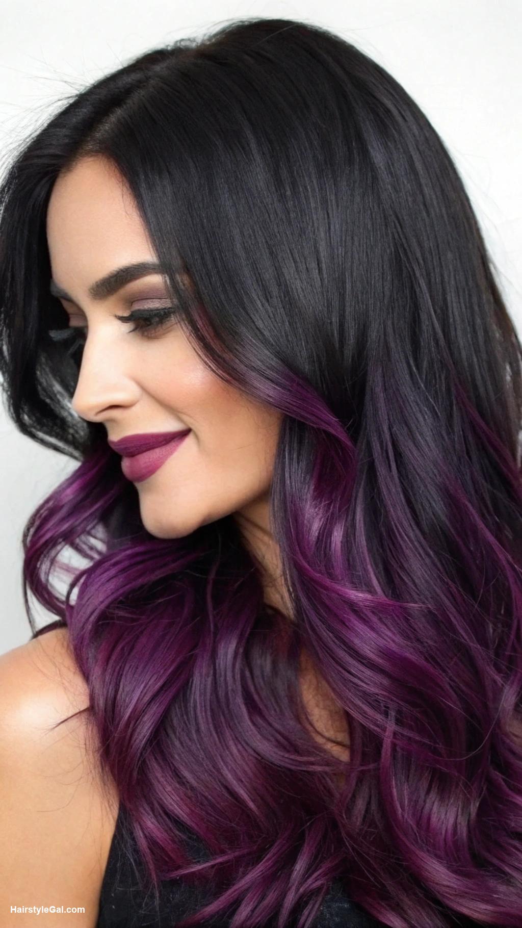 black hair shades Deep Purple Ombre