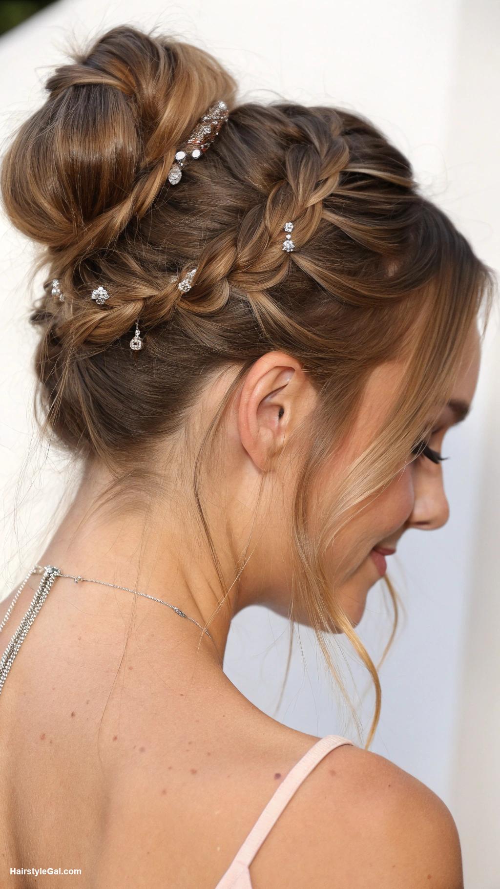 bun hairstyles Top knot with side braid
