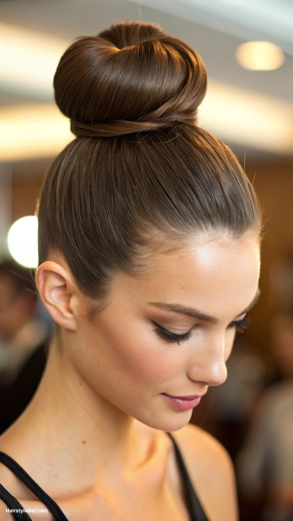 classy work hairstyles Elegant top knot