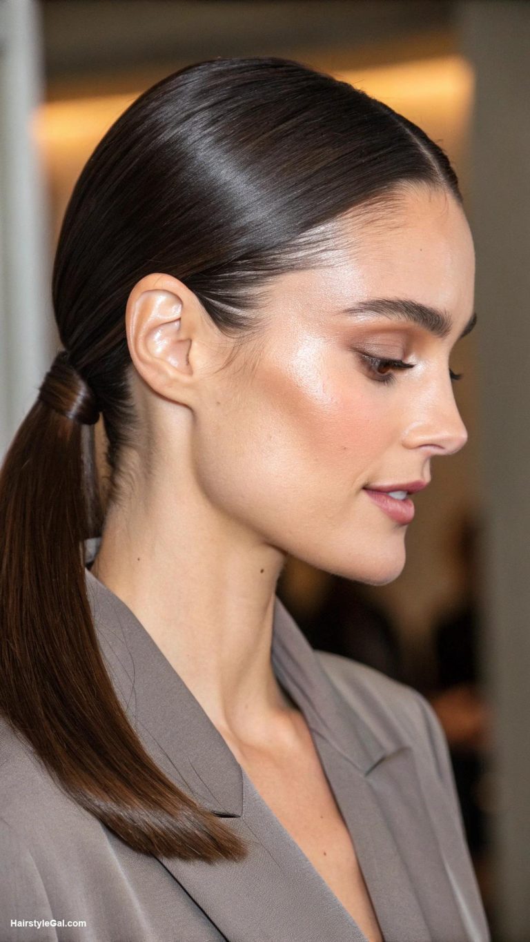 classy work hairstyles Sleek low ponytail