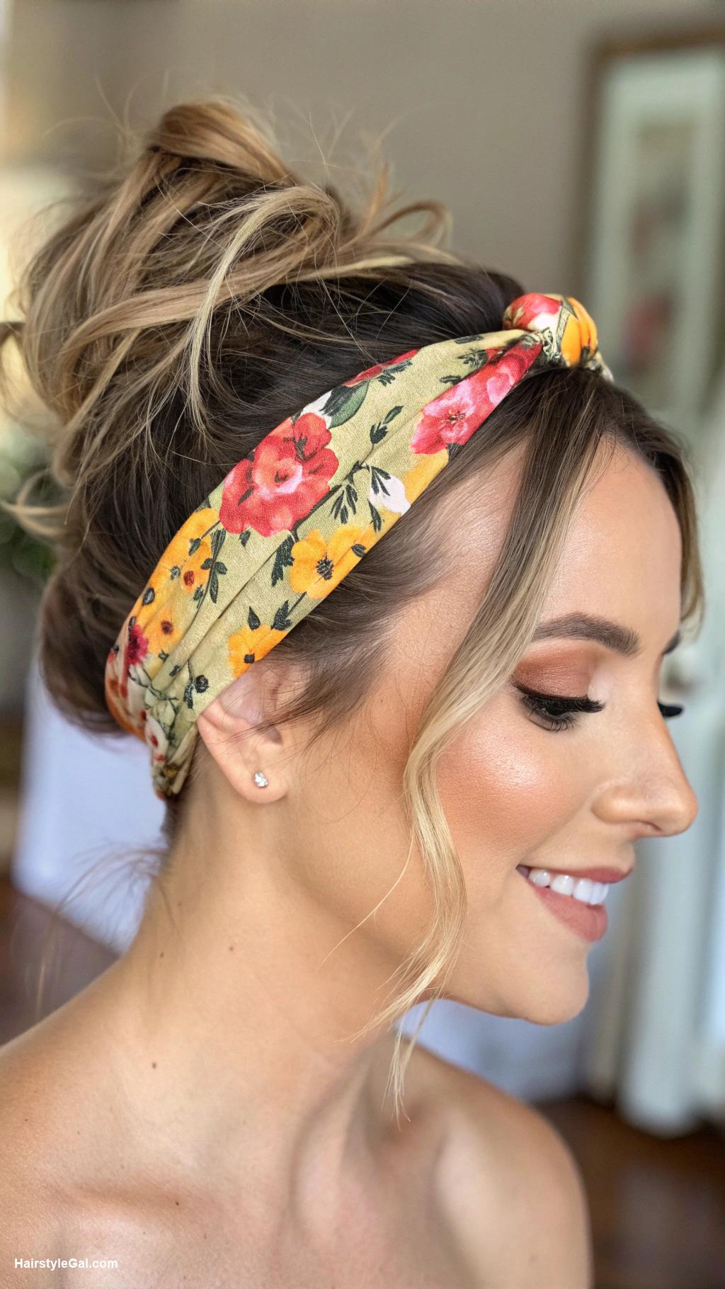 easy summer hairstyles Chic low bun with headband
