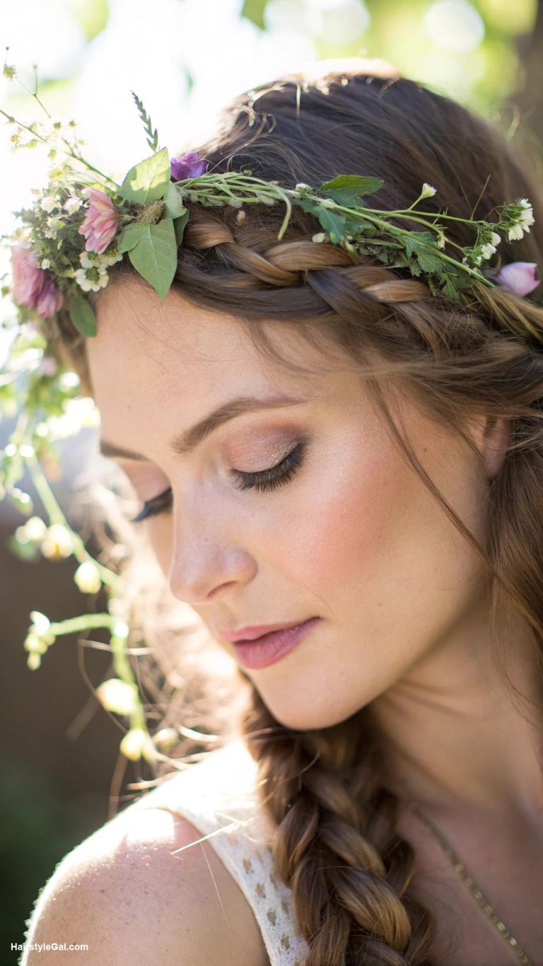 fairycore hair Flower crown with cascading braids