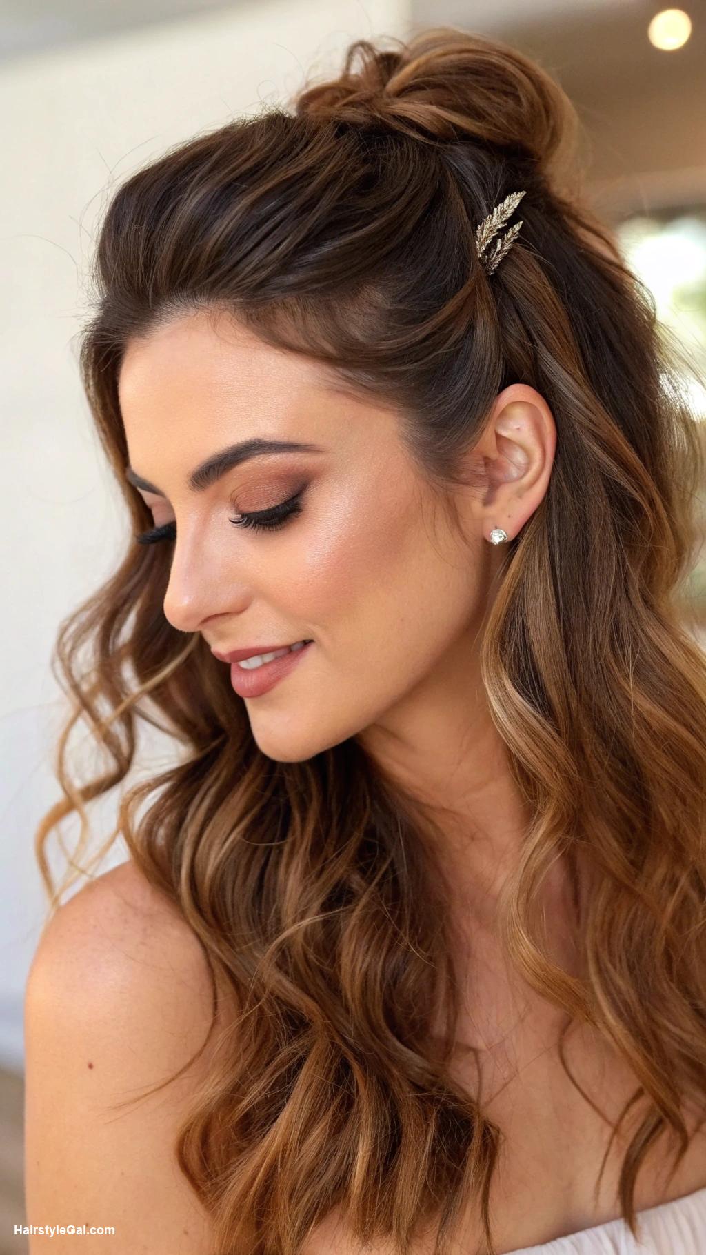 hair claw hairstyles Half up half down look