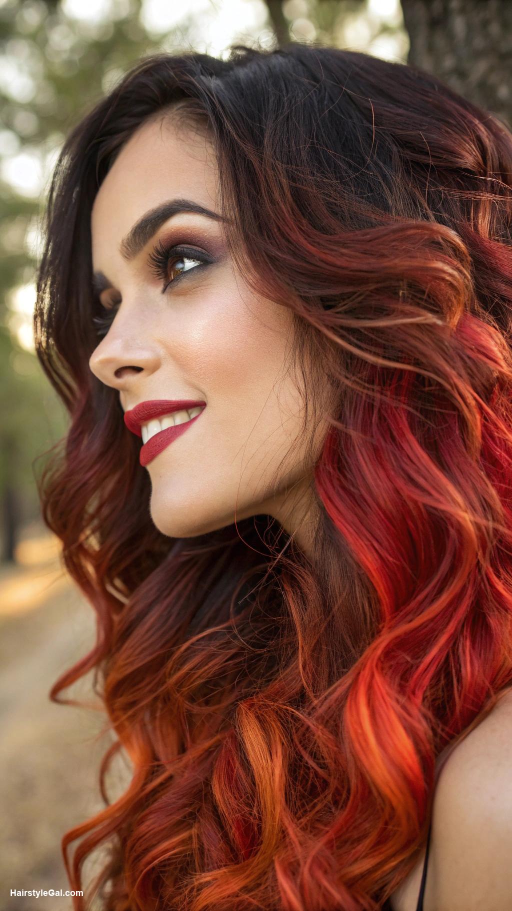 hair color ideas Fiery Red Highlights