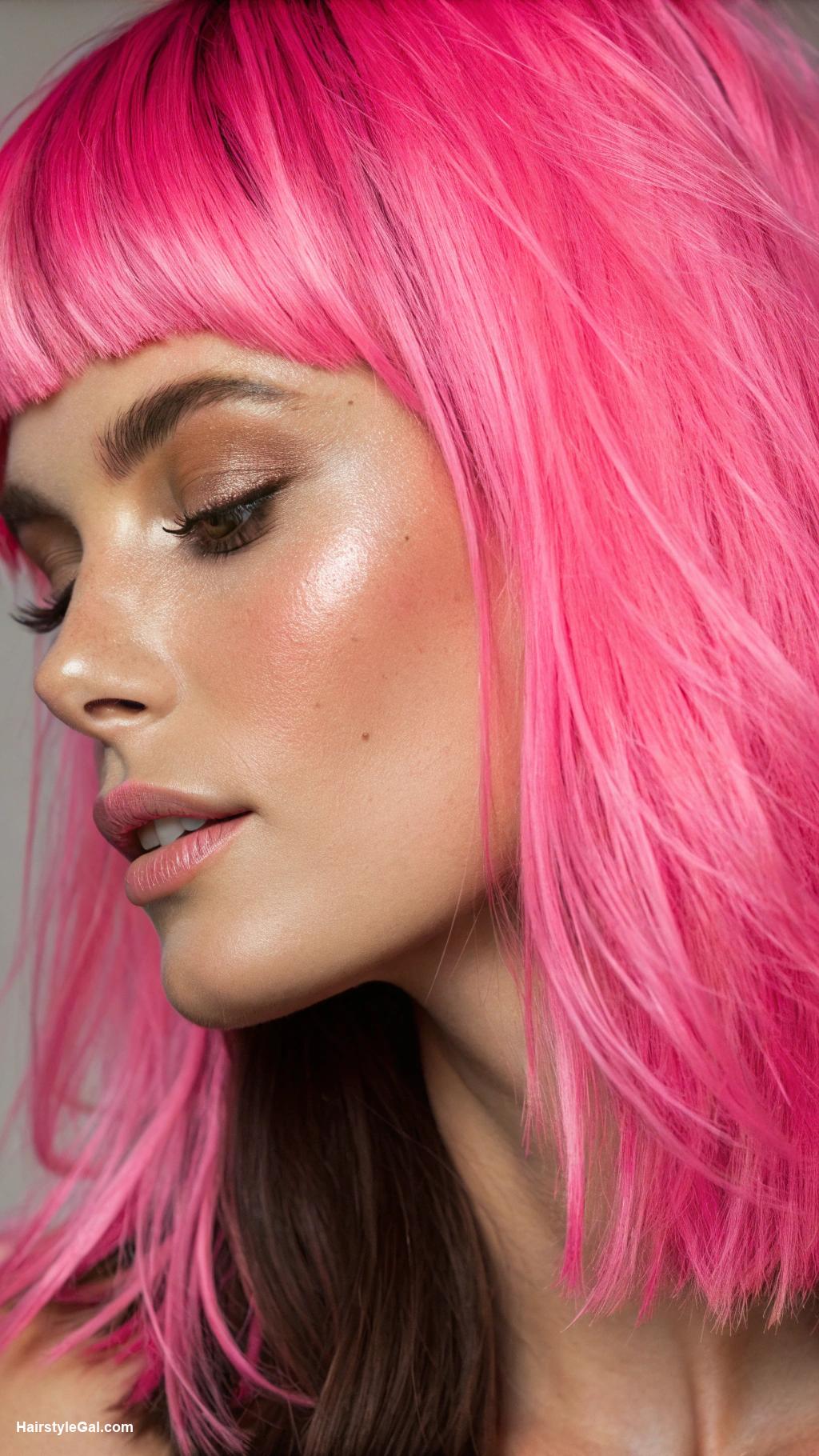 hair color ideas Neon Pink Fringe