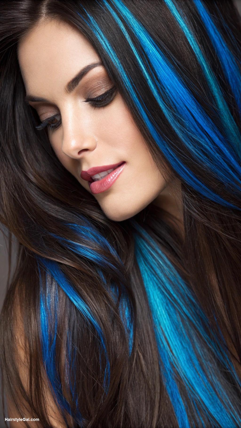 hair highlights ideas Bright electric blue streaks