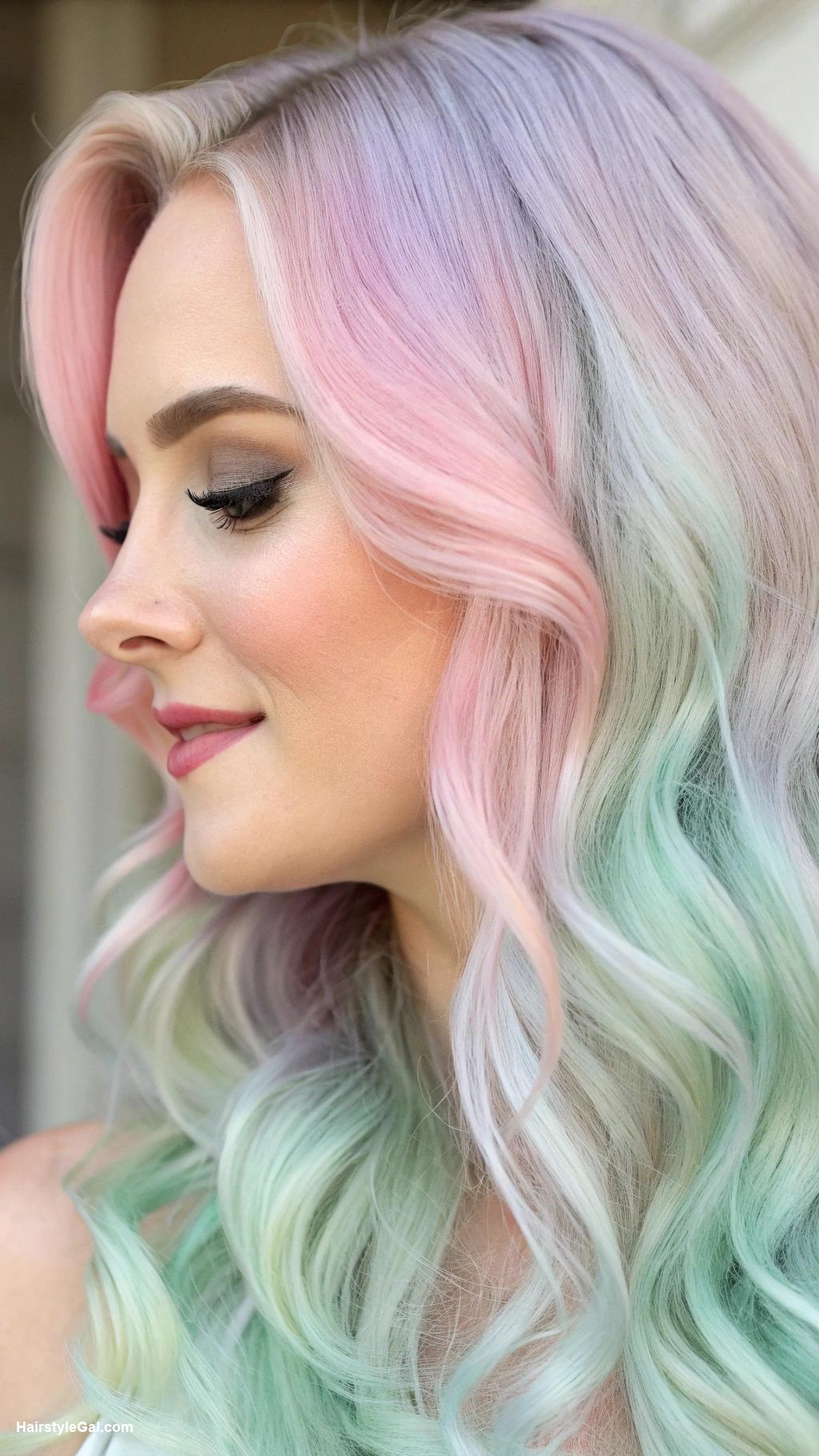 hair highlights ideas Pastel rainbow ombre highlights