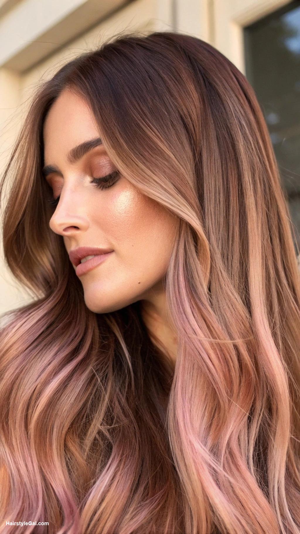 hair highlights ideas Subtle dusty rose tones