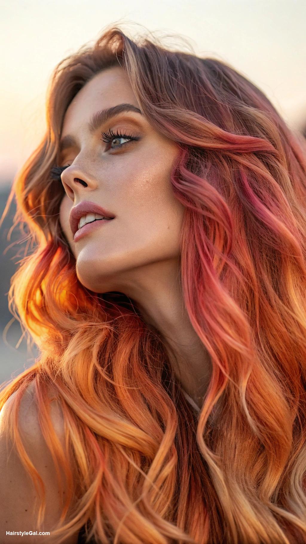 hair highlights ideas Sunset inspired color blend