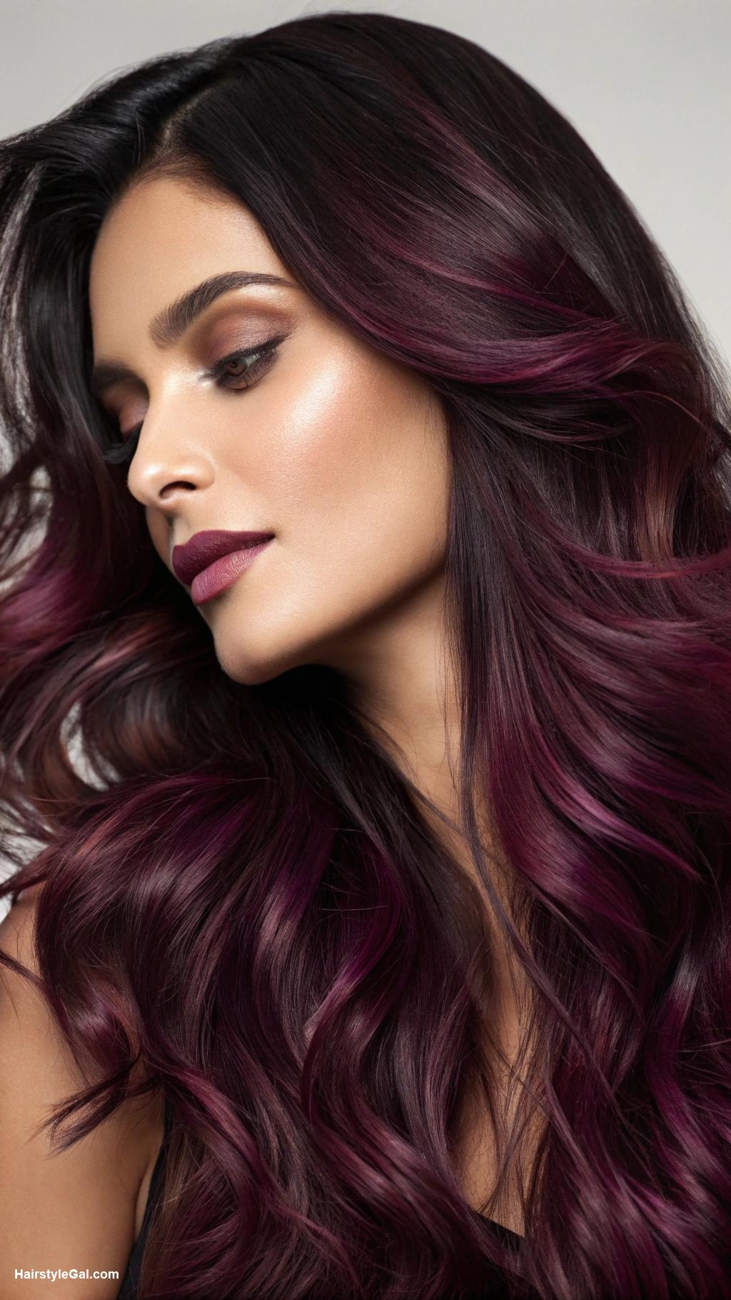 hair lowlights ideas Deep plum lowlights
