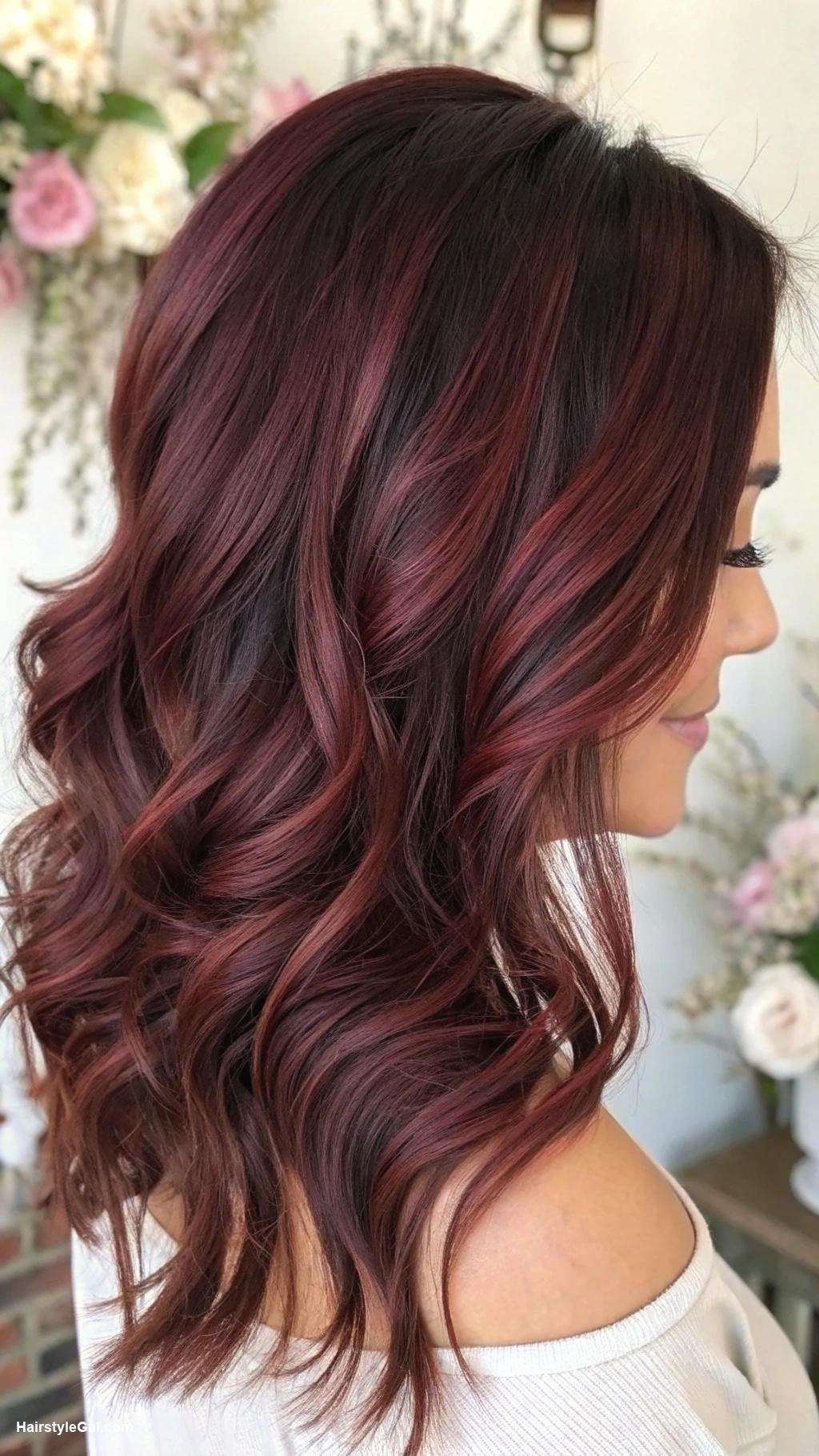 hair lowlights ideas Soft burgundy highlights