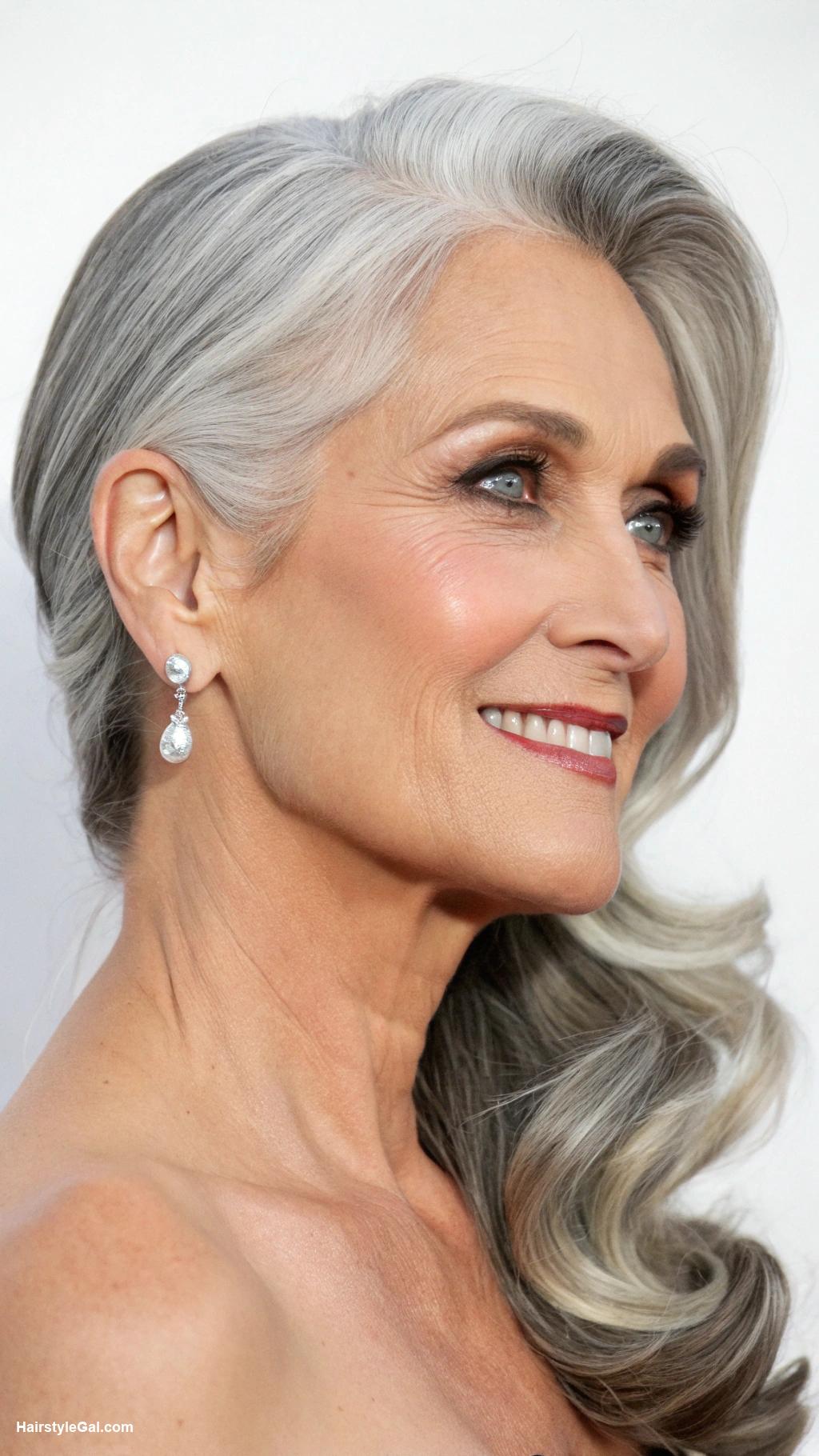 haircuts for older women Elegant Asymmetrical Side Part