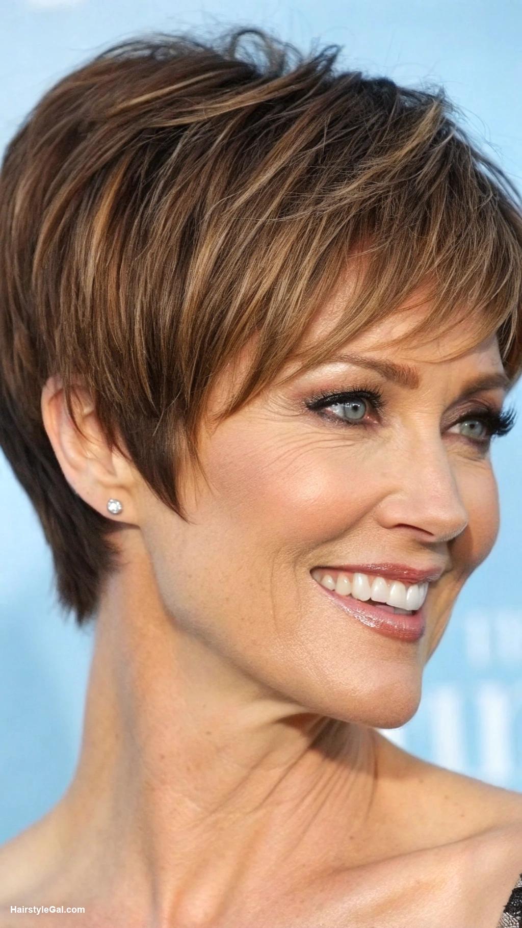 haircuts for older women Layered Pixie for Easy Maintenance
